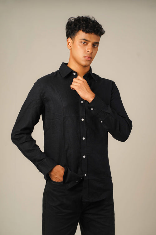 Pure Linen Shirt – Black