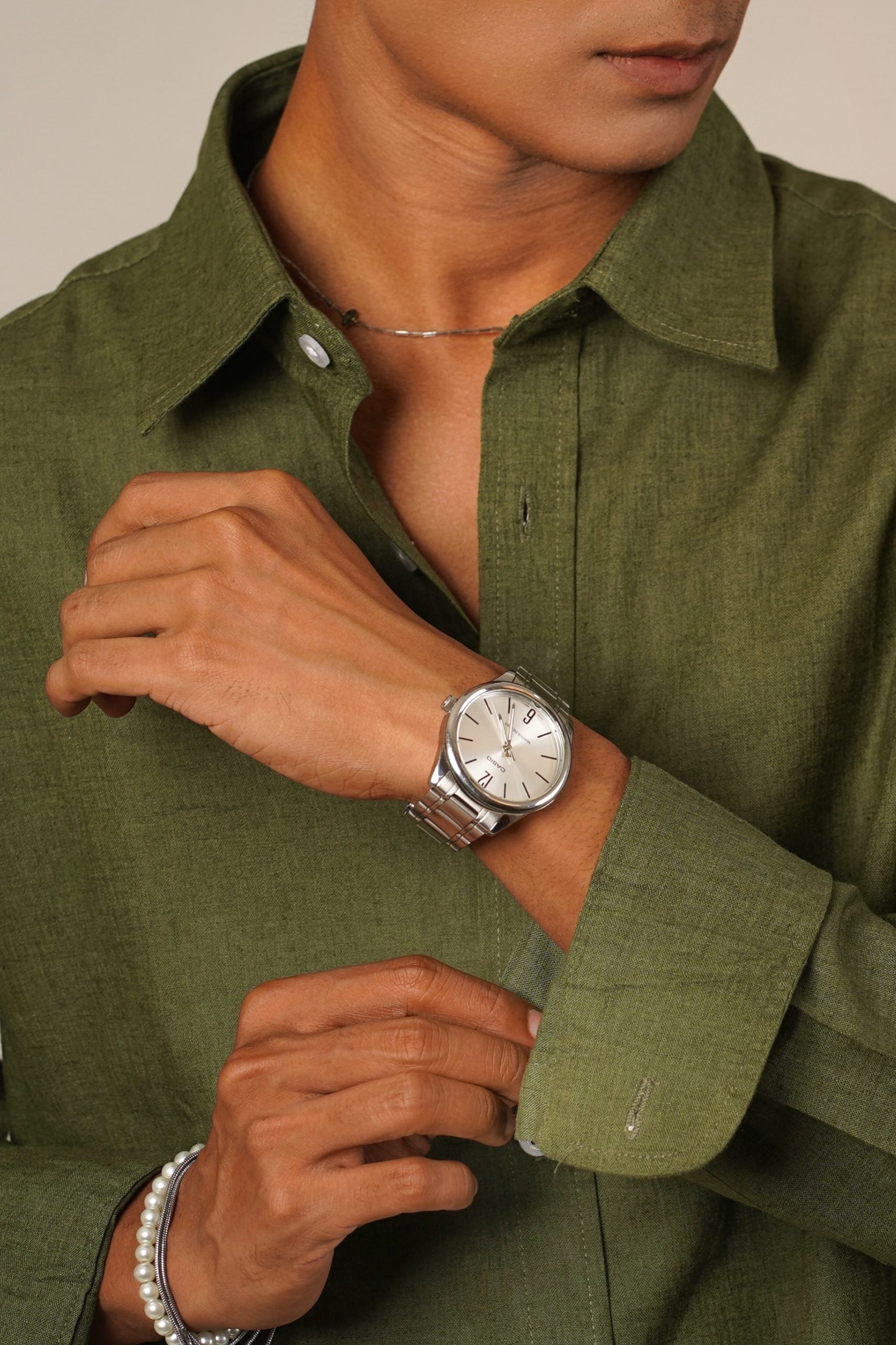 Pure Linen Shirt – Olive Green