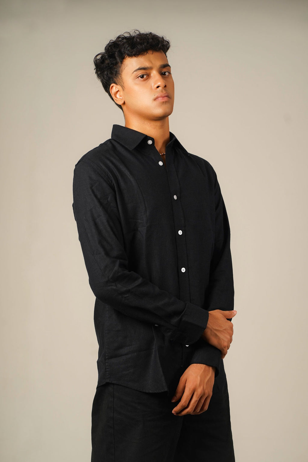 Pure Linen Shirt – Black