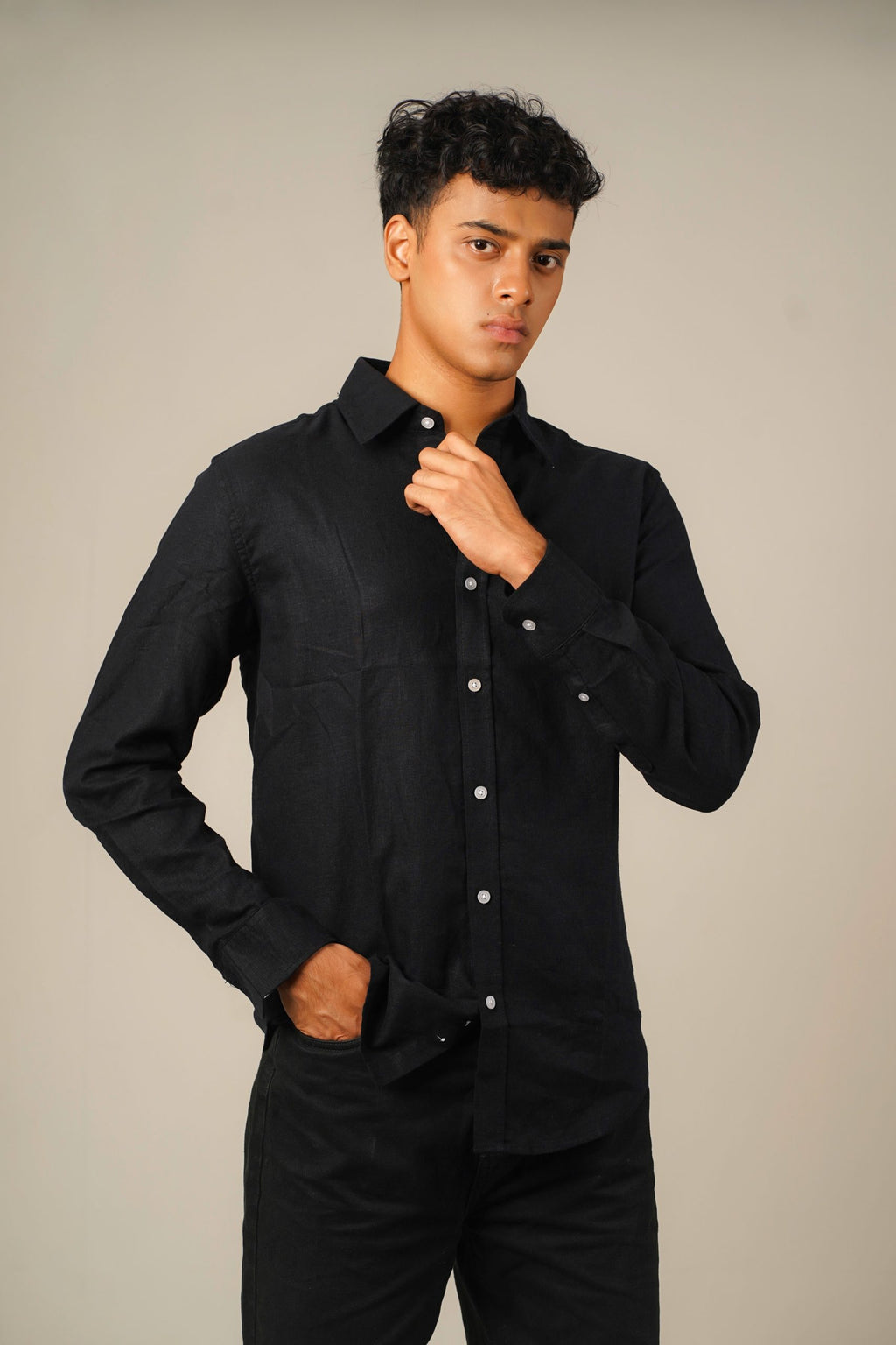 Pure Linen Shirt – Black